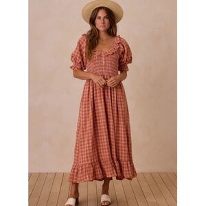 Rylee + Cru Orange Gingham Dress